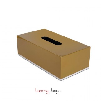 Rectangular gold lacquer tissue box with white border (no bottom) 25*13*8cm